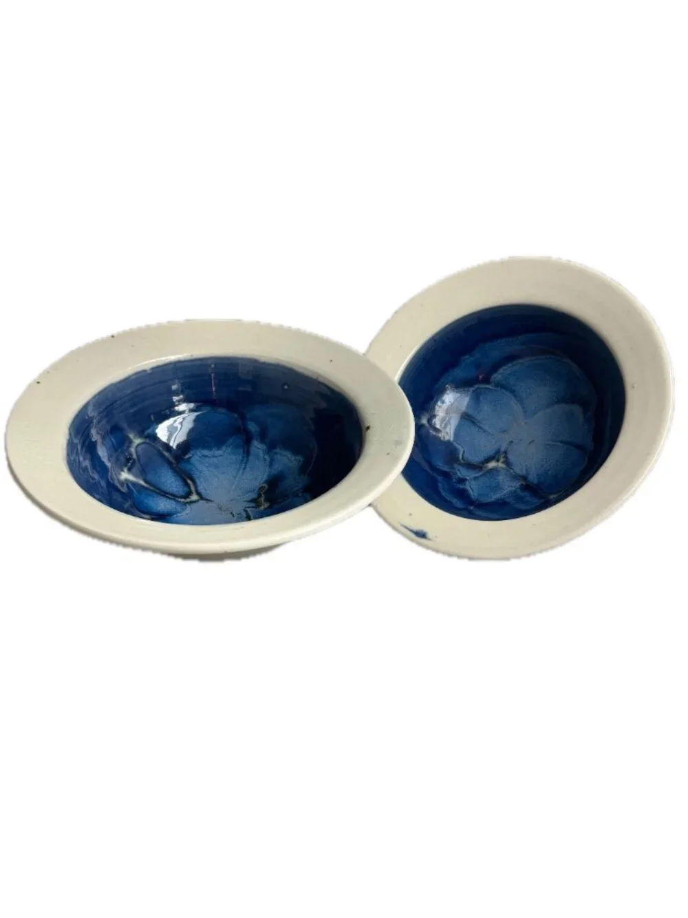 Handmade Blue White Hand Thrown Stoneware Bowls Set of 2 Cottagecore Farmhouse
